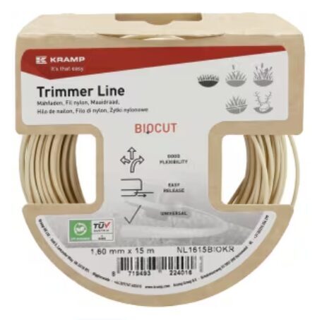 Trimmera aukla Ø2,0x15m, apaļa Kramp Biocut Starch